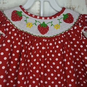 Smocked strawberry short set